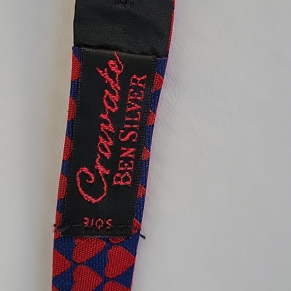 Ben Silver Cravate Red Blue Heart Adjustable Self Tie Bow Tie - Picture 7 of 8